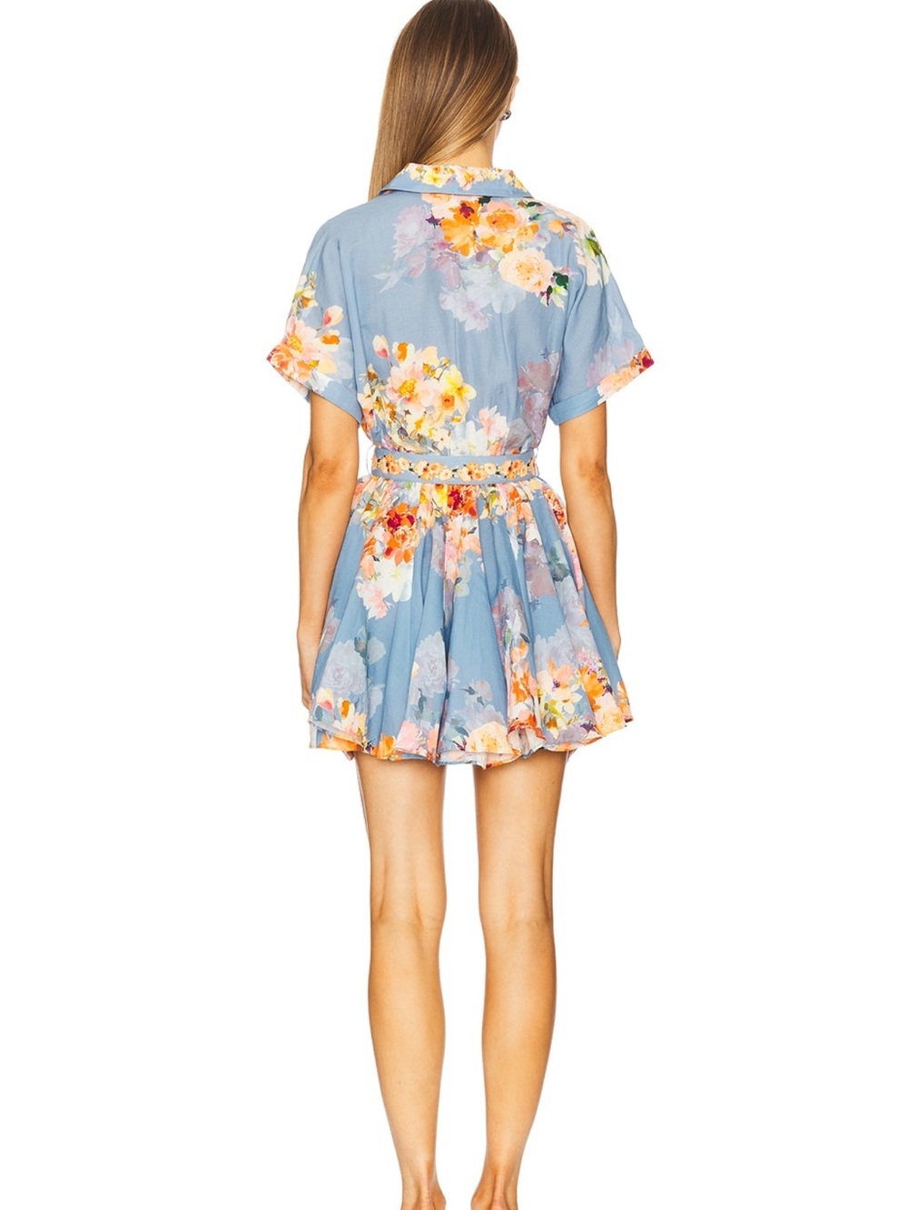 Hemant & Nandita NWT Blue Floral Belted Mini Dress XS - Picture 2 of 2